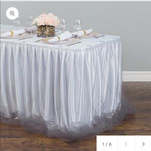 17 ft. Two Tone Tulle Chiffon Table Skirt White/Silver